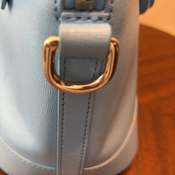 Dooney & Bourke  Satchel  shoulder bag  Saffiano light blue  front zipper pocket - Picture 9 of 15
